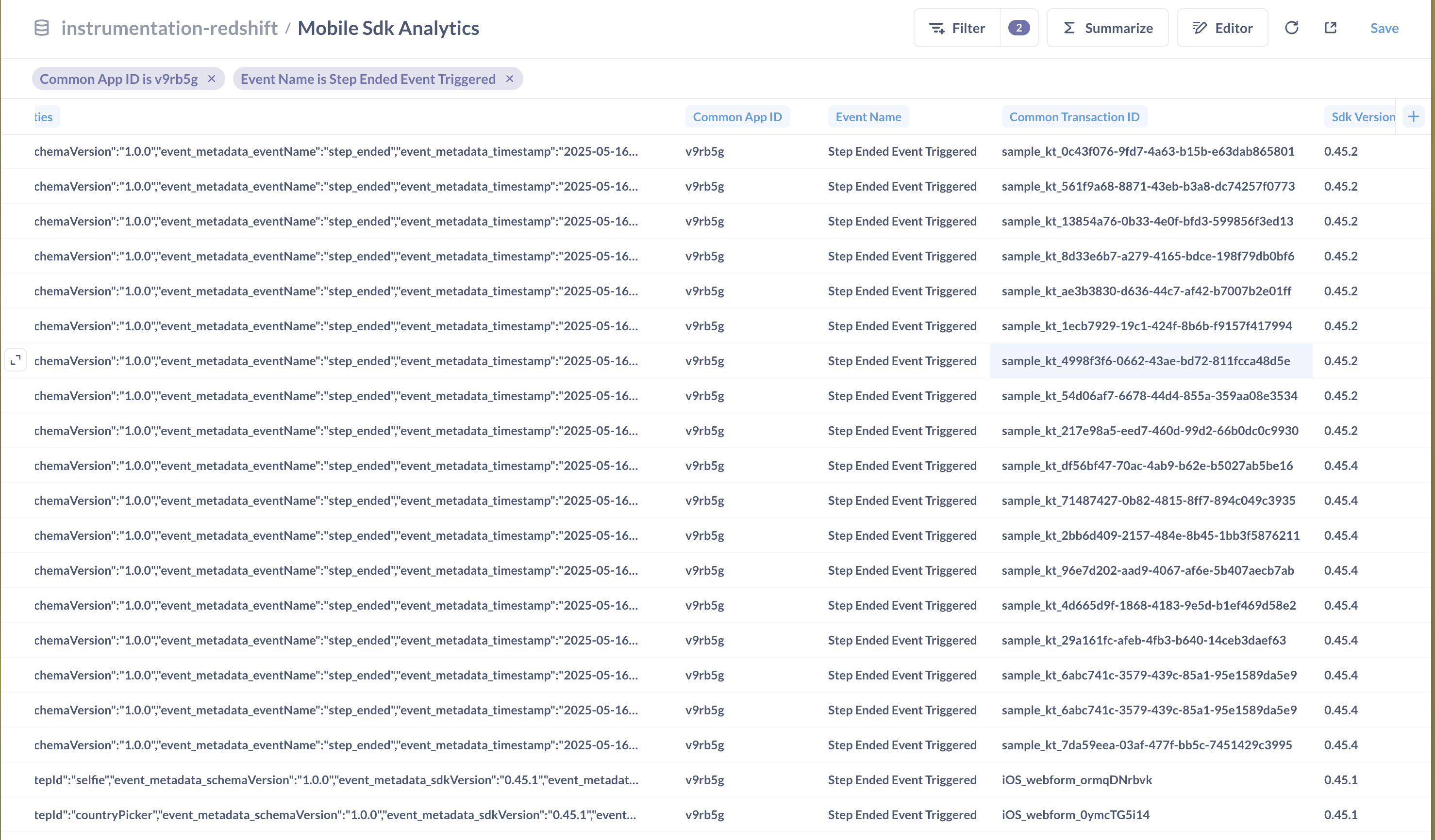 Step Ended analytics sample 1
