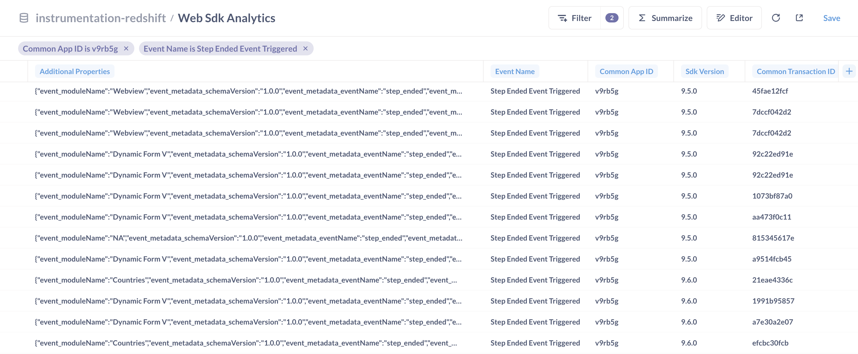 Step Ended analytics sample 2