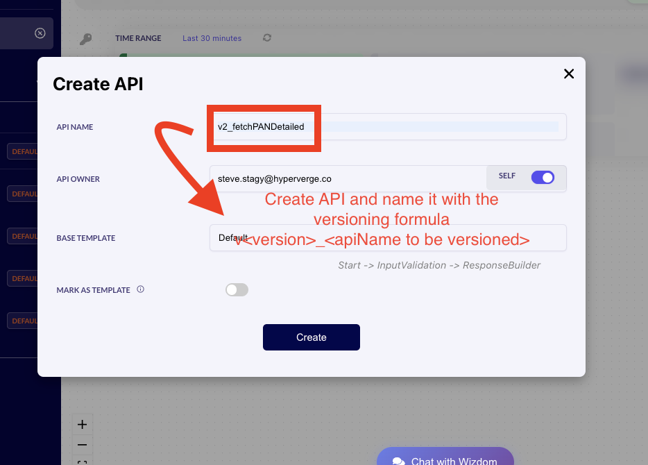 Thomas UI Create API action